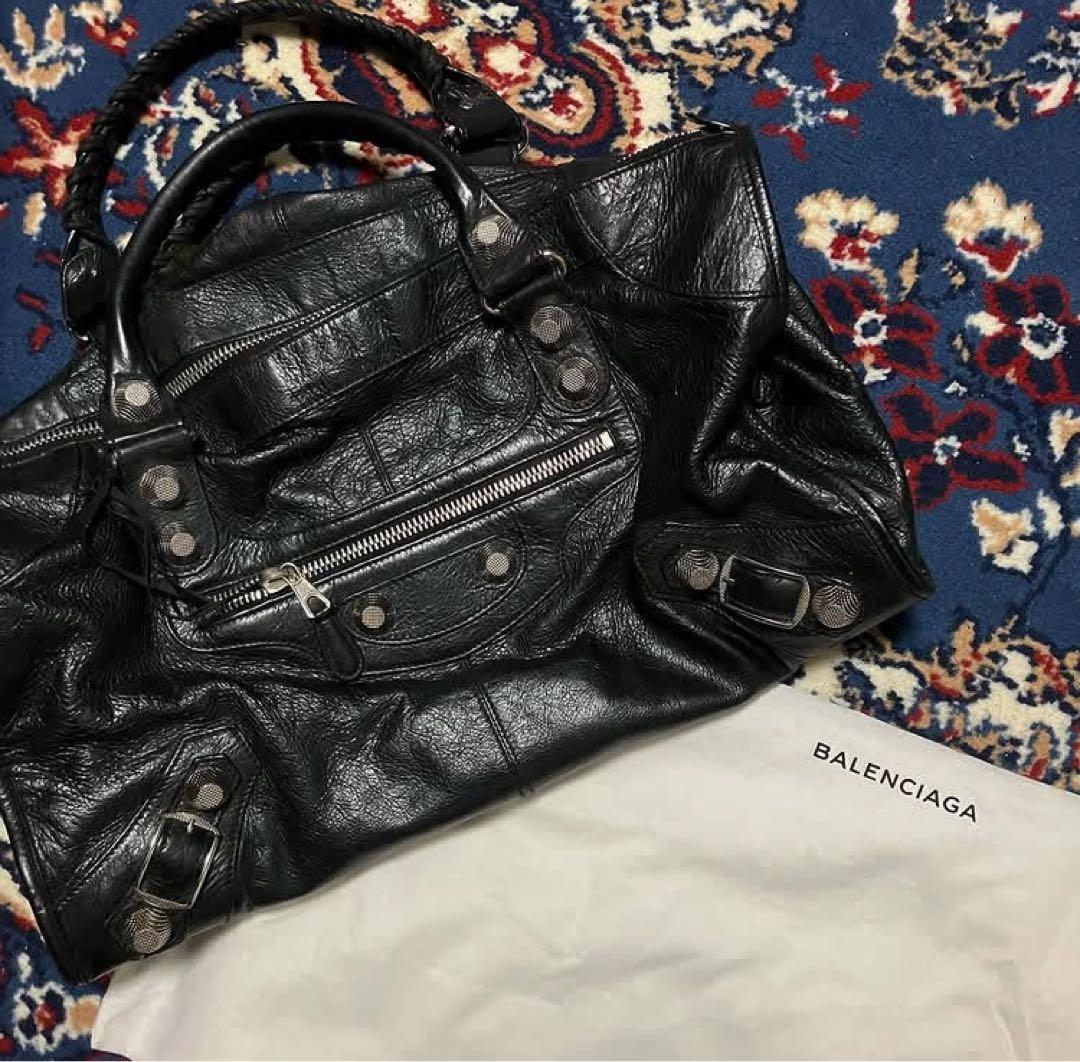 BALENCIAGA 黒 レザー ハンドバッグ　ジャイアントシティ