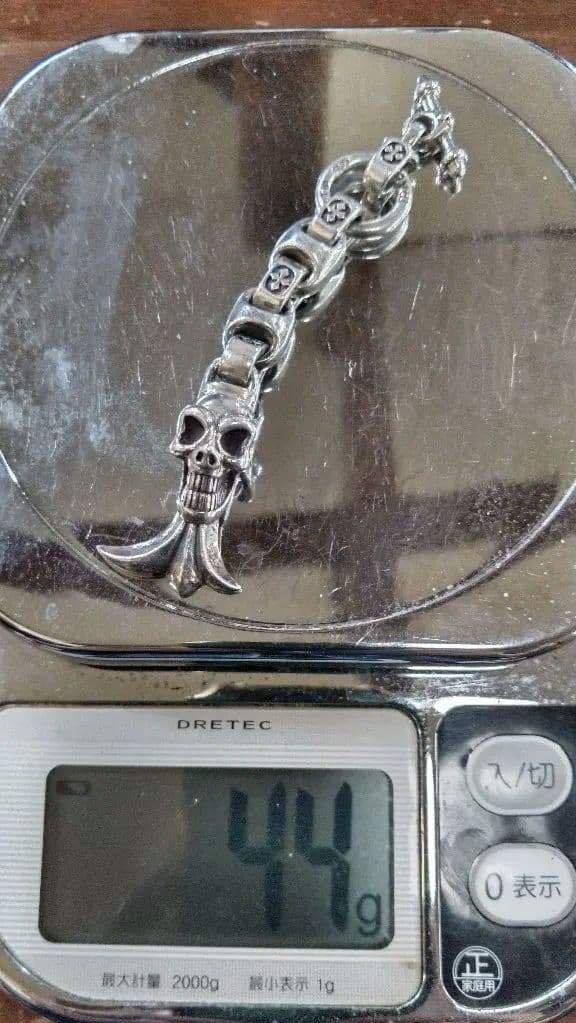 SILVER925 ビルウォールレザー　タイプスカルウォレットハンガー　44g