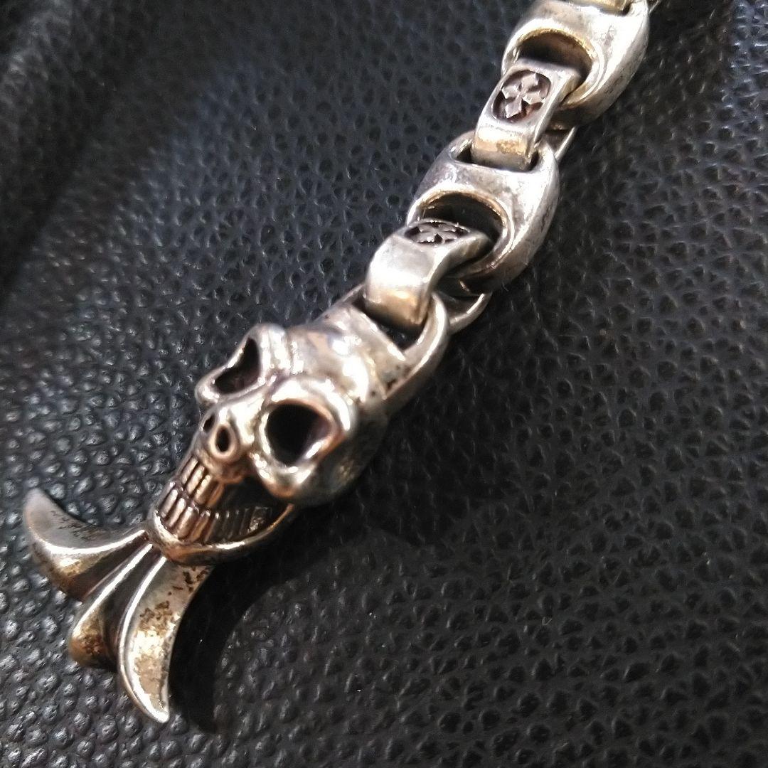 SILVER925 ビルウォールレザー　タイプスカルウォレットハンガー　44g