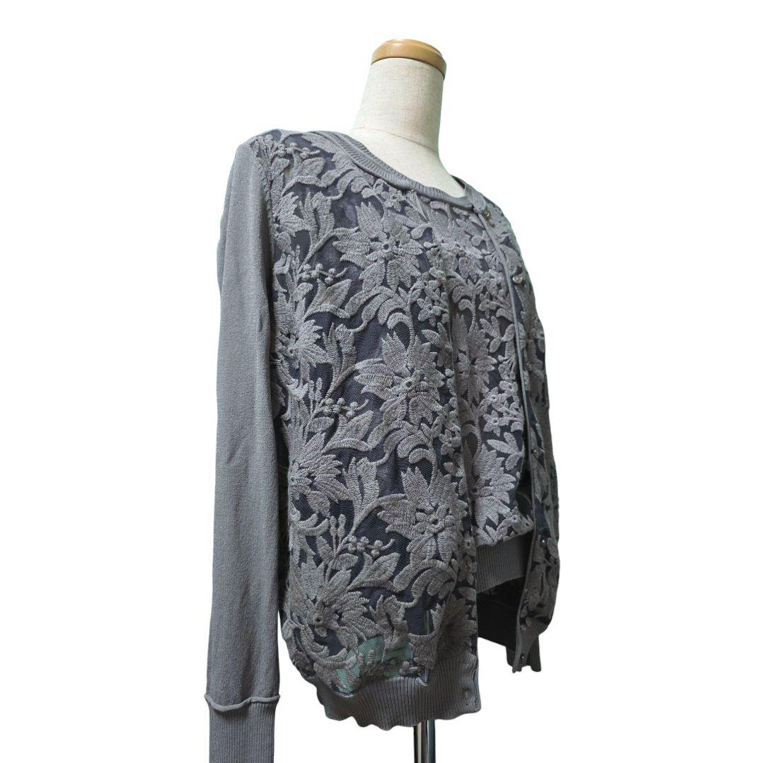 Sov. グレー 花柄 ニットアンサンブル