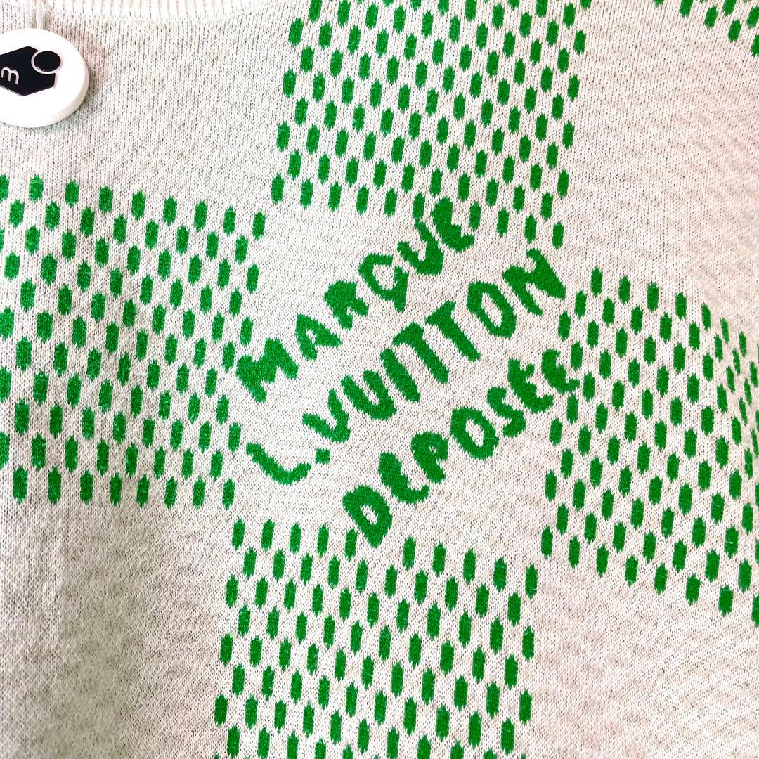 ルイヴィトン ダミエ ニット クルーネック Tシャツ グリーン　メンズ