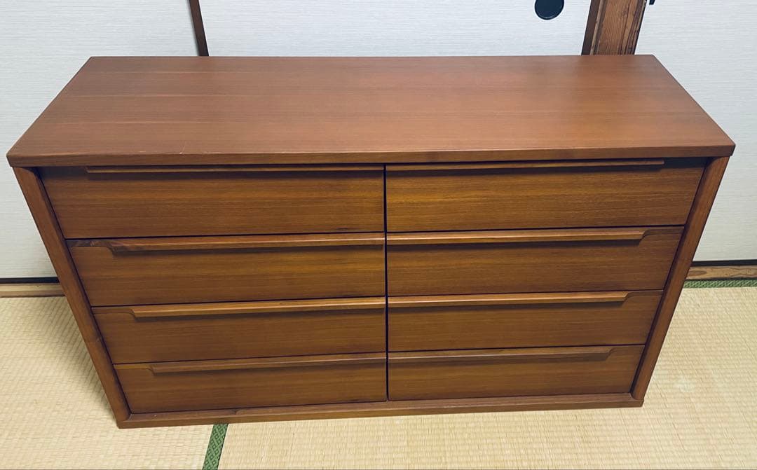 ケユカ ブラウン木製チェスト 4段8引き出し