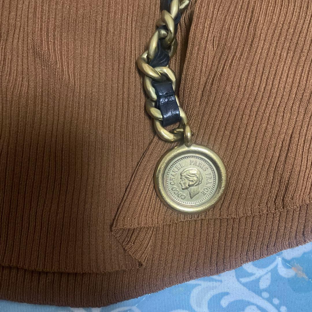 CHANEL チェーンベルト　ゴールド×ブラック革　  ヴィンテージ