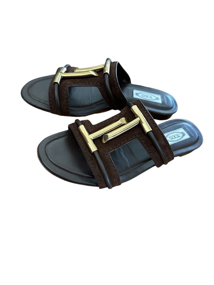 TOD'S スウェード スムースレザー ブラウンサンダル 箱・保存袋付き