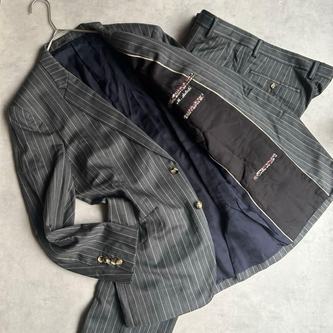 美品 ポールスミスロンドン スーツ セットアップ 総裏 2B 花柄 ストライプ