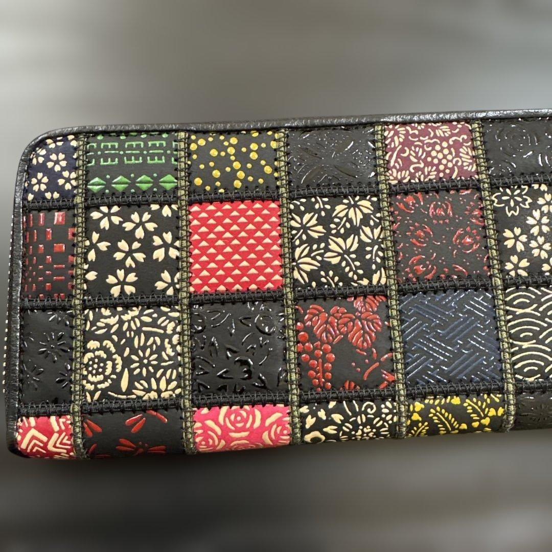 【新品未使用】前川印傳　パッチワークデザイン 長財布　マルチカラー　199