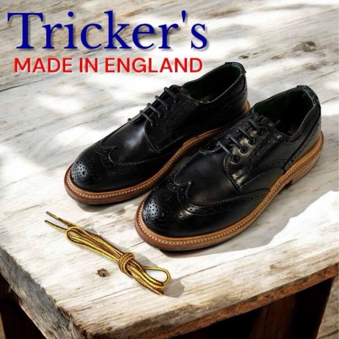 定価7万Tricker's 黒 ウィングチップシューズトリッカーズ24㎝革靴