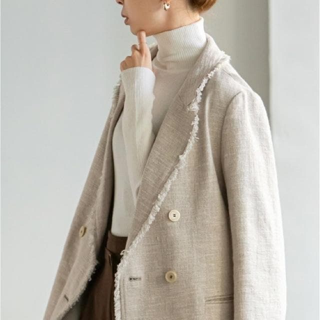 新品 ノーブル Noble スラブツイードダブルテーラードジャケット ３８