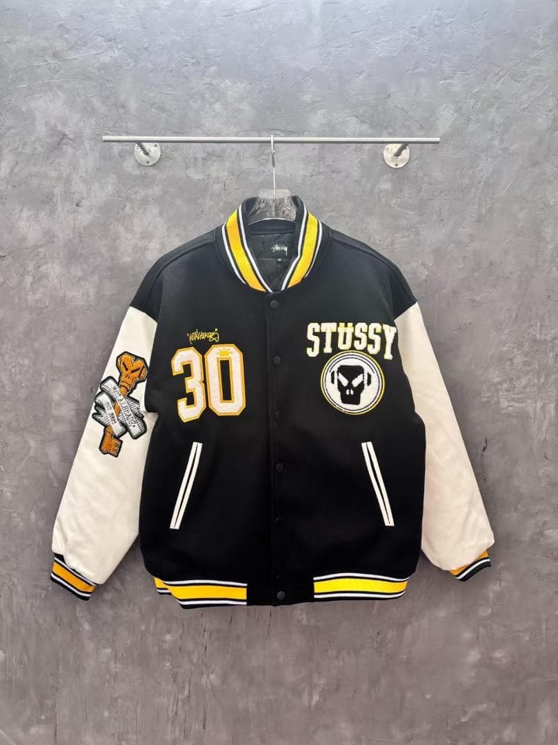 STÜSSY スタジャン ブラック/ホワイト Lサイズ