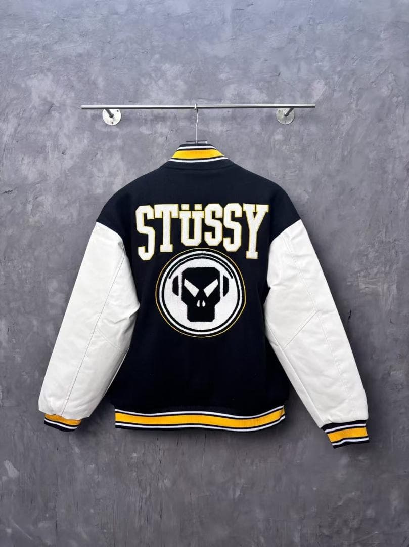 STÜSSY スタジャン ブラック/ホワイト Lサイズ