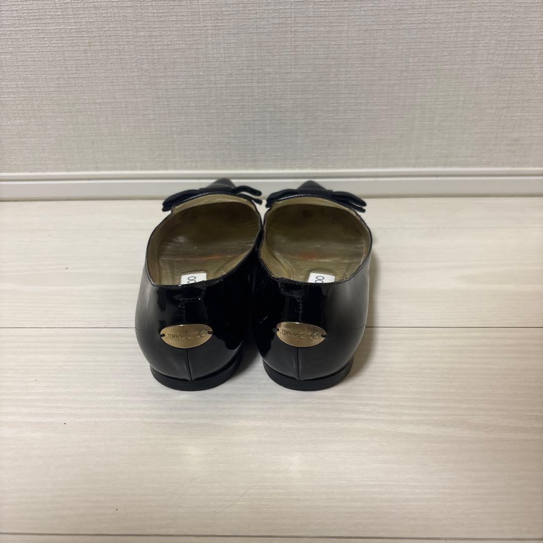 JIMMY CHOO オペラシューズ　フラット　エナメル37.5 ブラック