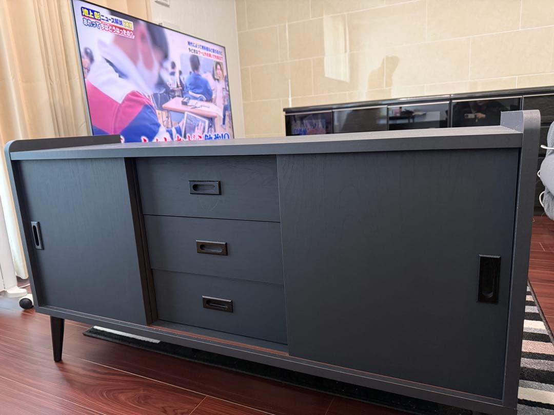 サイドボード キャビネット リビングボード 約幅120 ブラックウッド