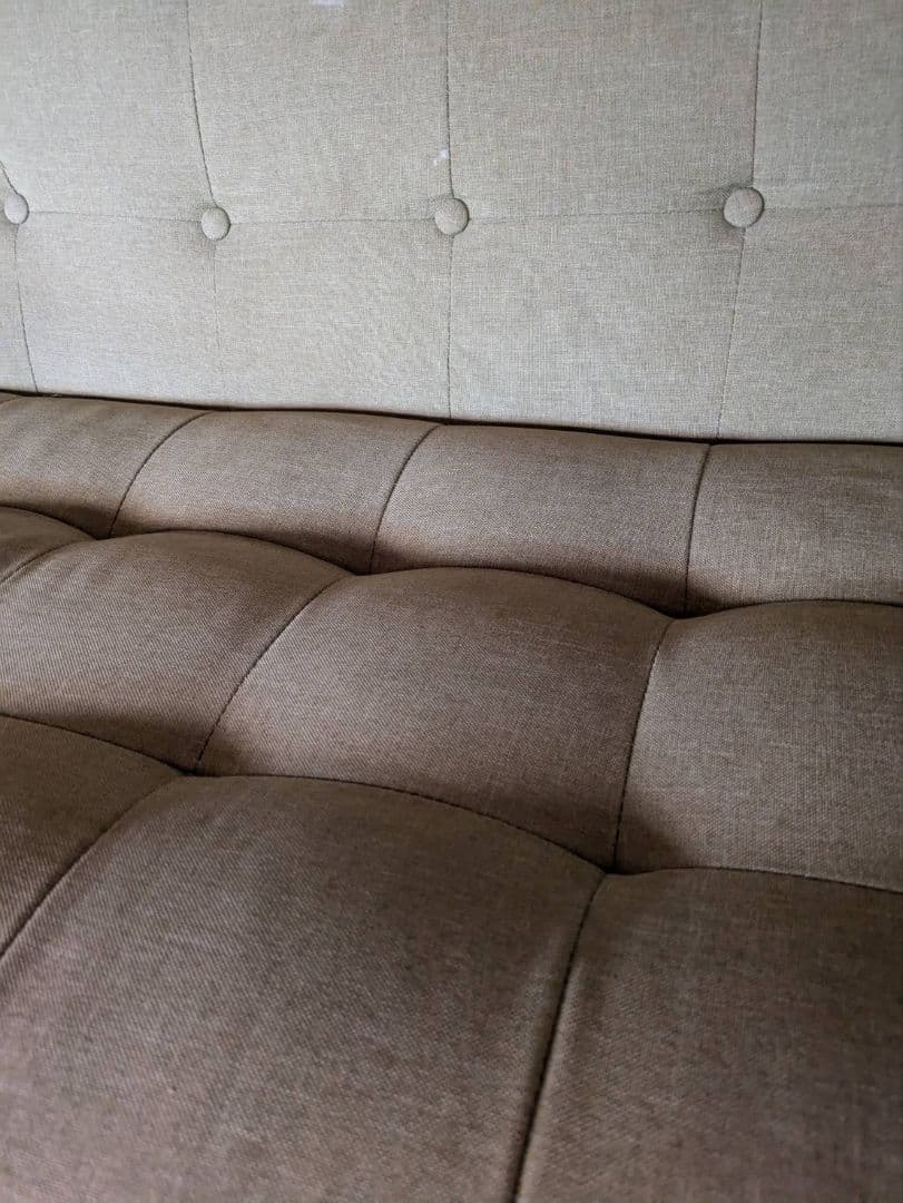 ボタン付きアームソファセット ブラウン グリーン