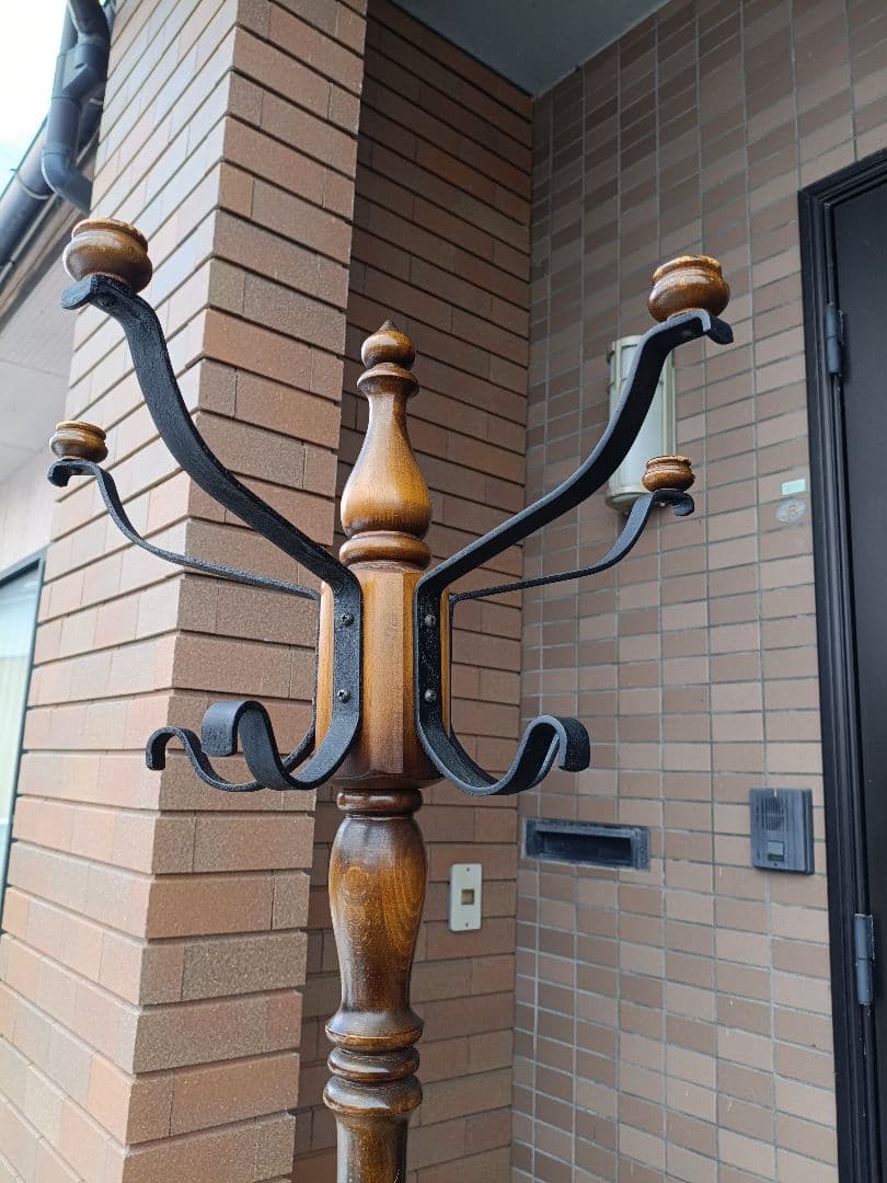 送料込！【オールドカリモク】 木製コート掛け＆傘立て