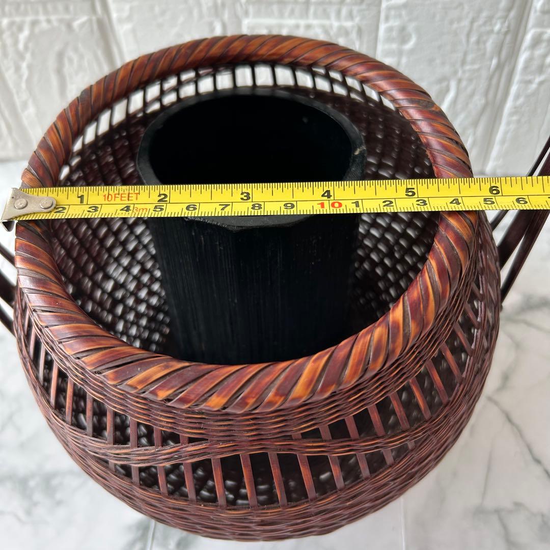 竹清　竹製花器 竹工芸 竹かご 在銘あり「竹清」