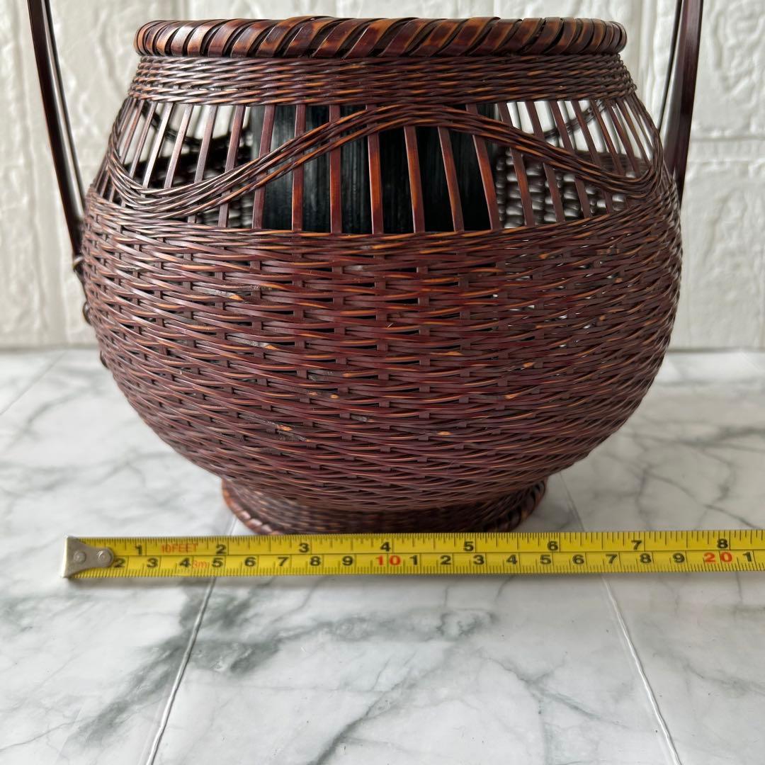 竹清　竹製花器 竹工芸 竹かご 在銘あり「竹清」