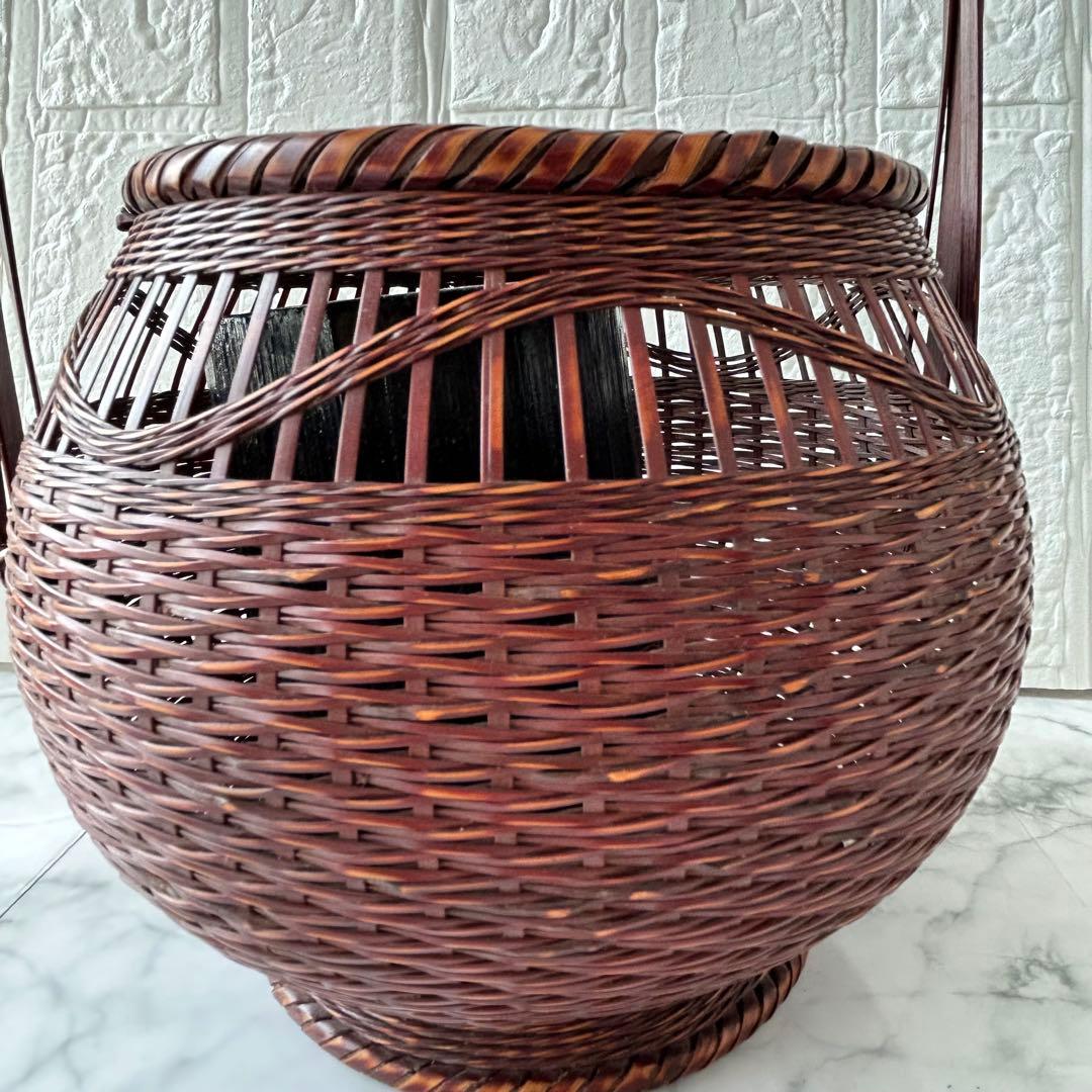 竹清　竹製花器 竹工芸 竹かご 在銘あり「竹清」