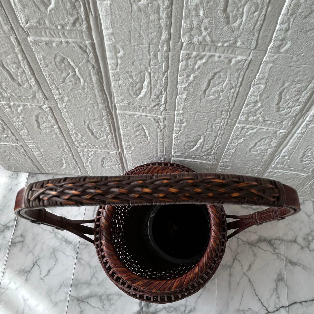 竹清　竹製花器 竹工芸 竹かご 在銘あり「竹清」