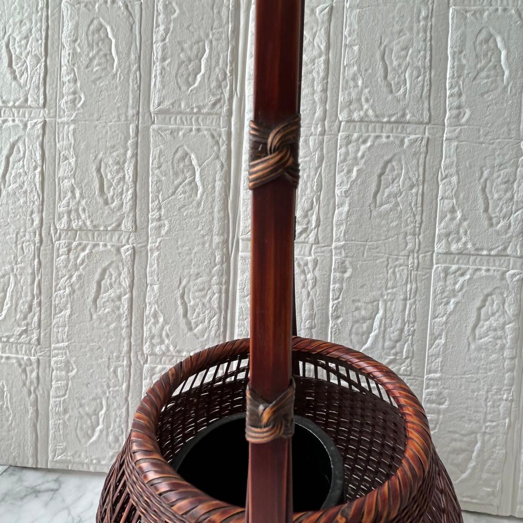 竹清　竹製花器 竹工芸 竹かご 在銘あり「竹清」