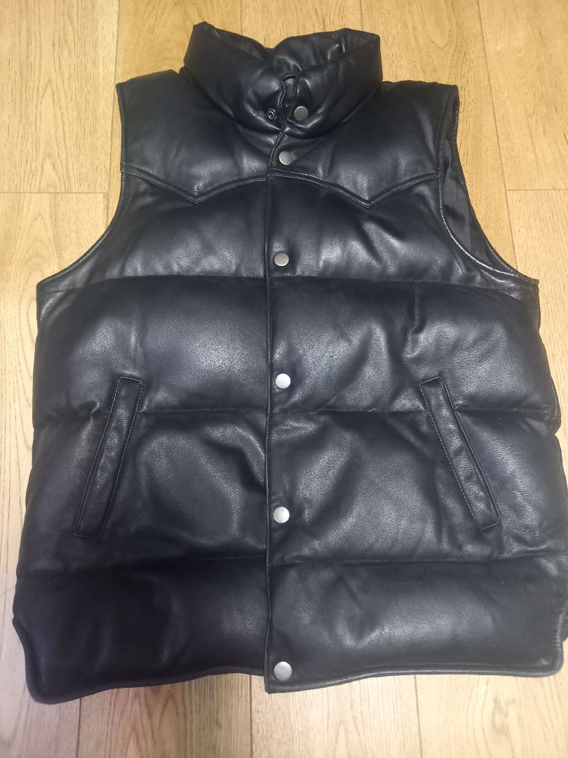リューグーレザー　本革ダウンベスト 黒 M