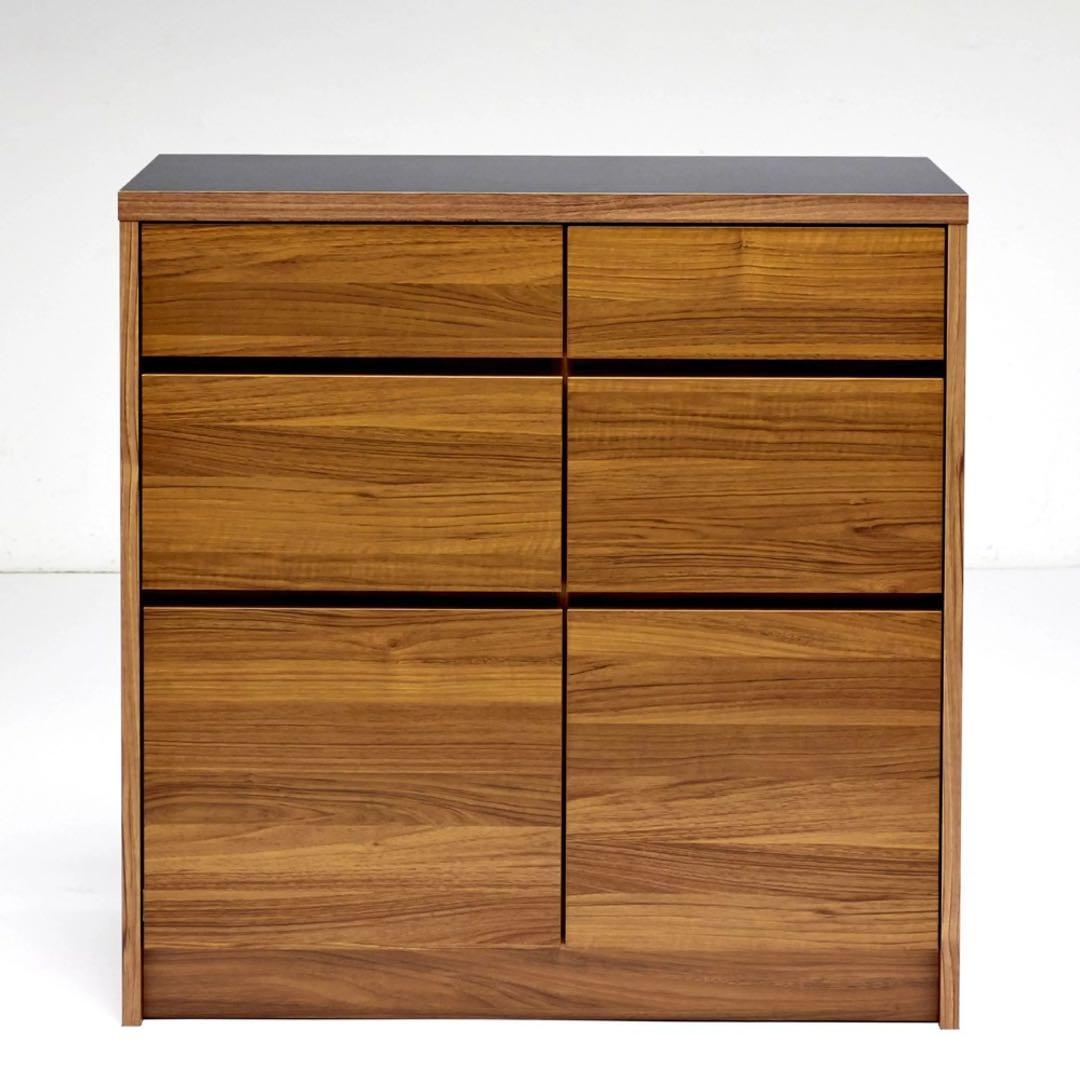 ウォールナット キッチンカウンター 収納力抜群