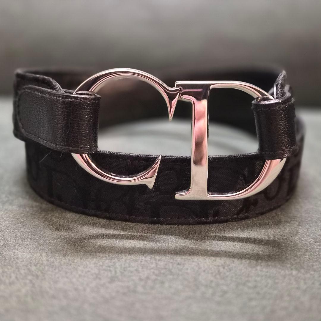 Christian Dior CDバックル トロッタージャガード ベルト 黒