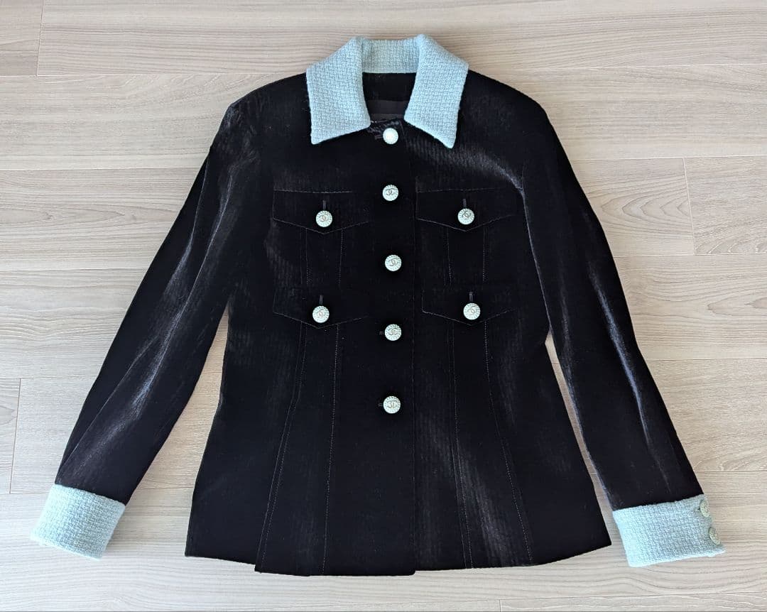 シャネル　22プレaw ジャケット　黒系　38