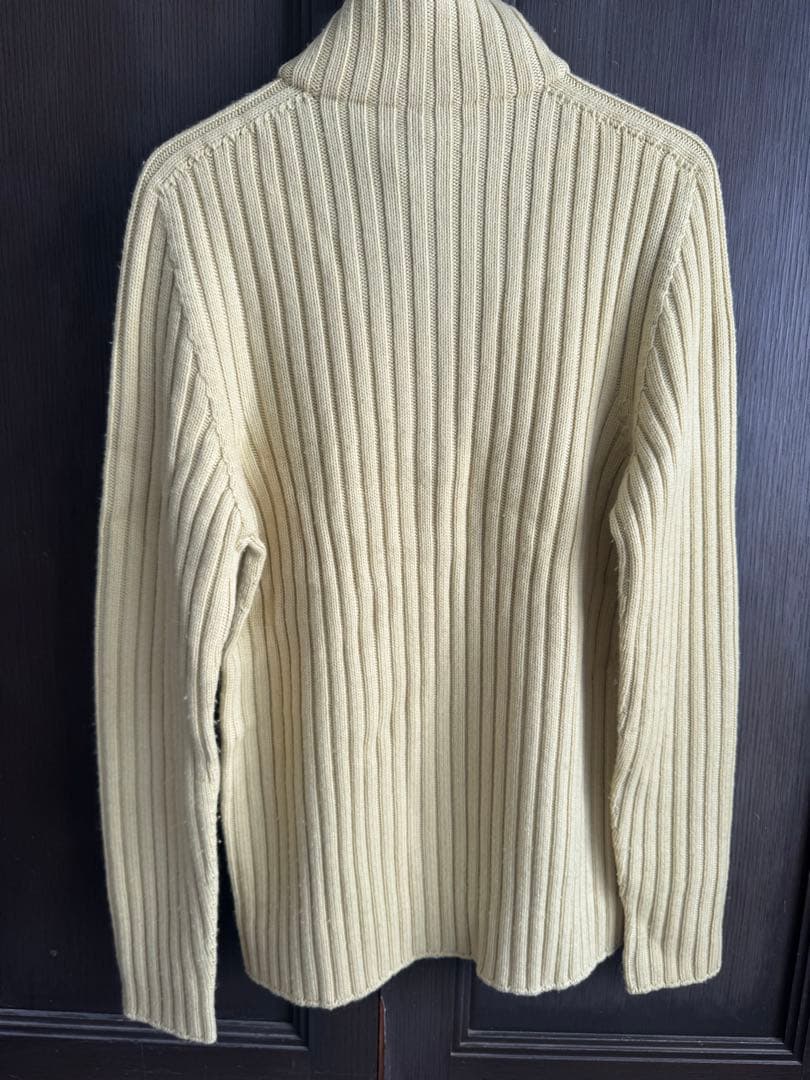 HERMES リブ編みハーフジップニット L