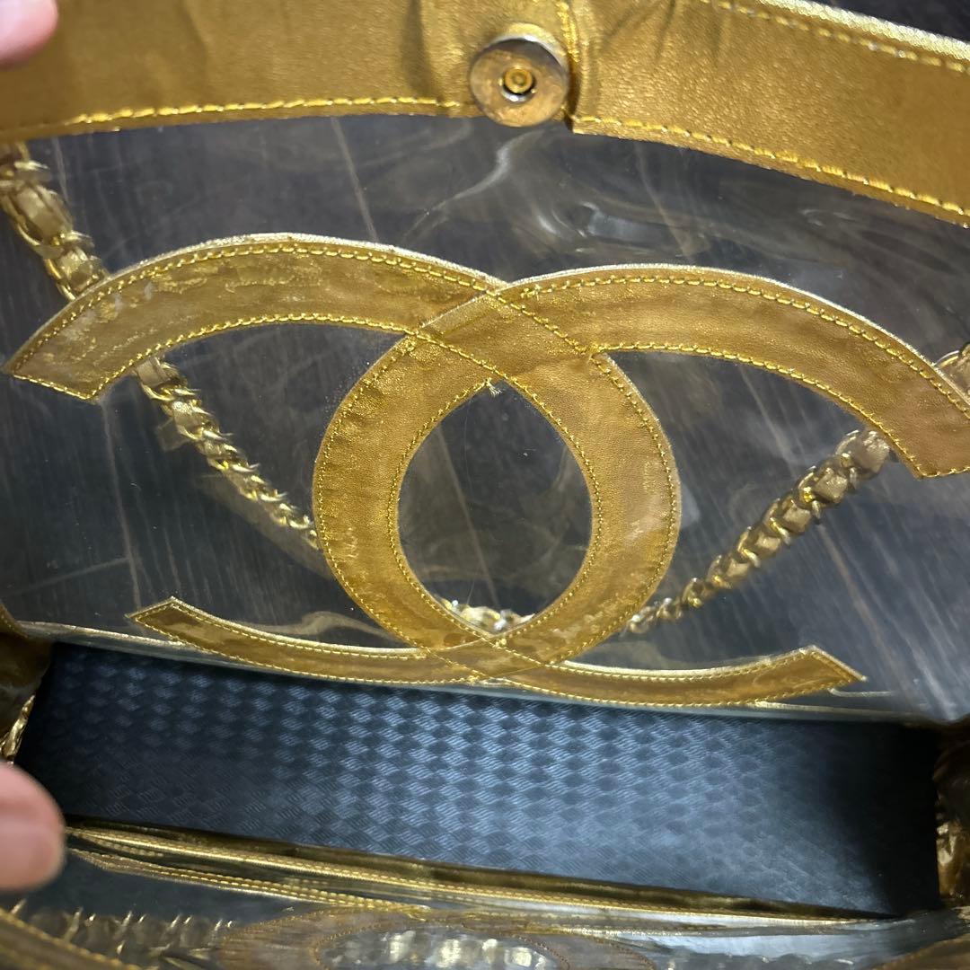 CHANEL GOLD CCロゴ クリアバッグ