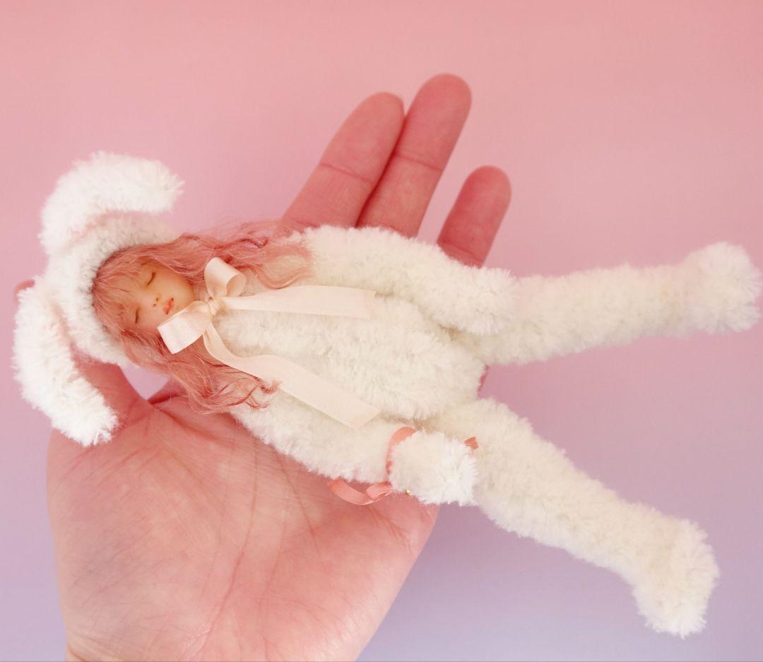 ■うさぎ着ぐるみドール■ アートドール 創作人形 樹脂粘土 ハンドメイド