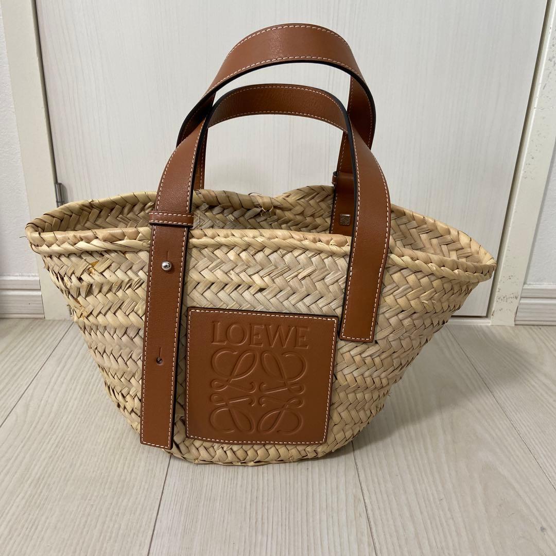 こりこー　LOEWE かごバッグ ブラウンハンドル