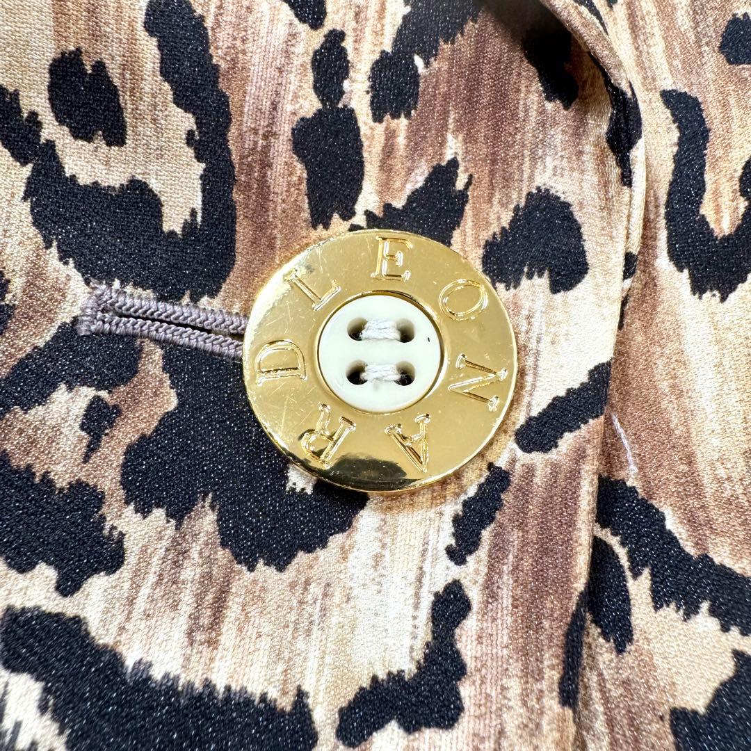 レオナール テーラード ジャケット 1釦 レオパード 豹柄 ウール シルク混