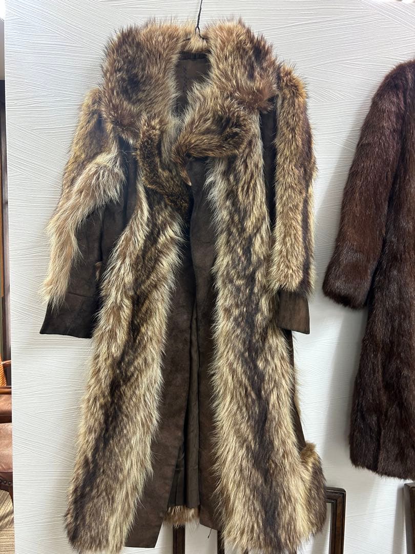 ST-315 Revillon フォックス毛皮ロングコート 全長約110cm
