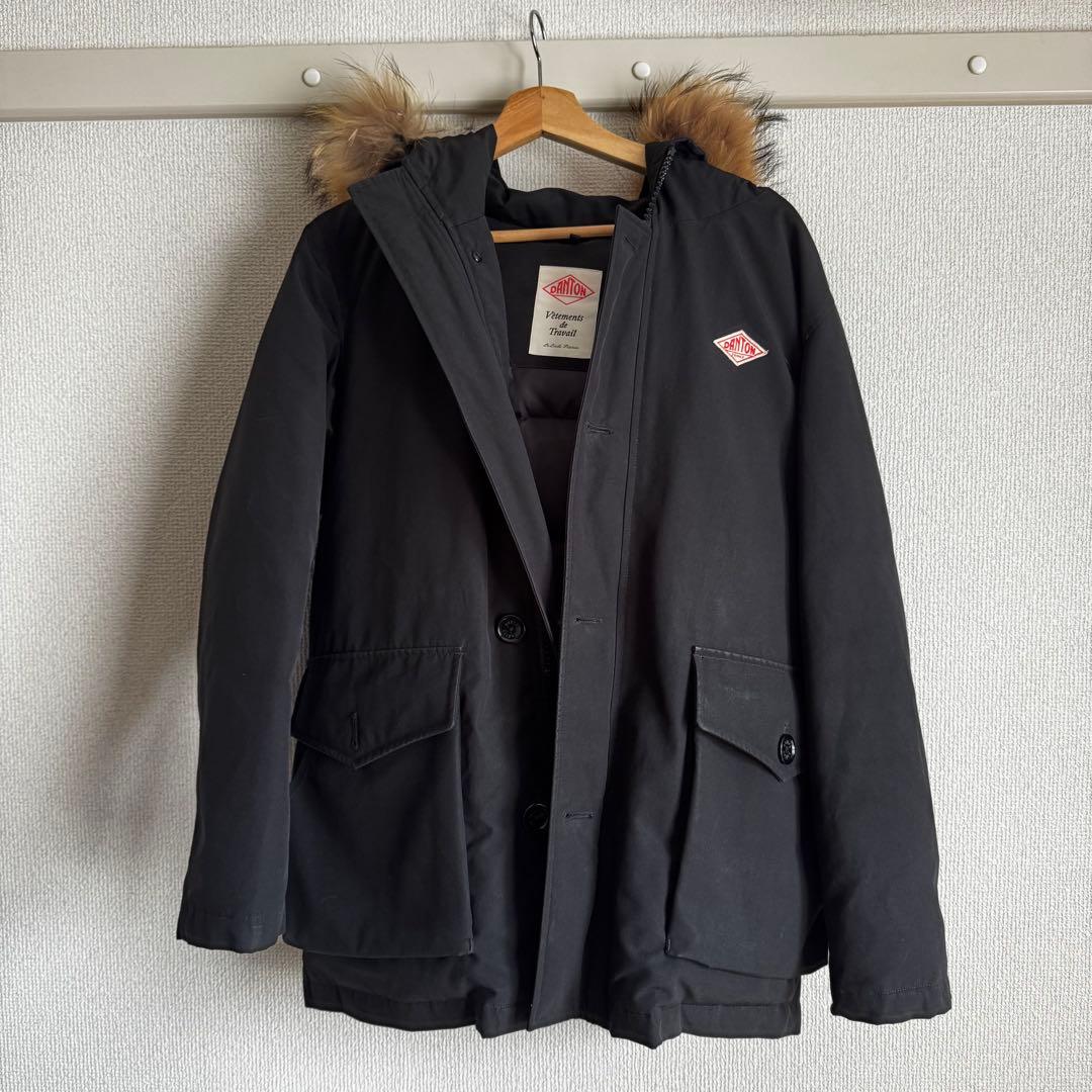 DANTON ダントン ブラック ファー付きダウンジャケット 38