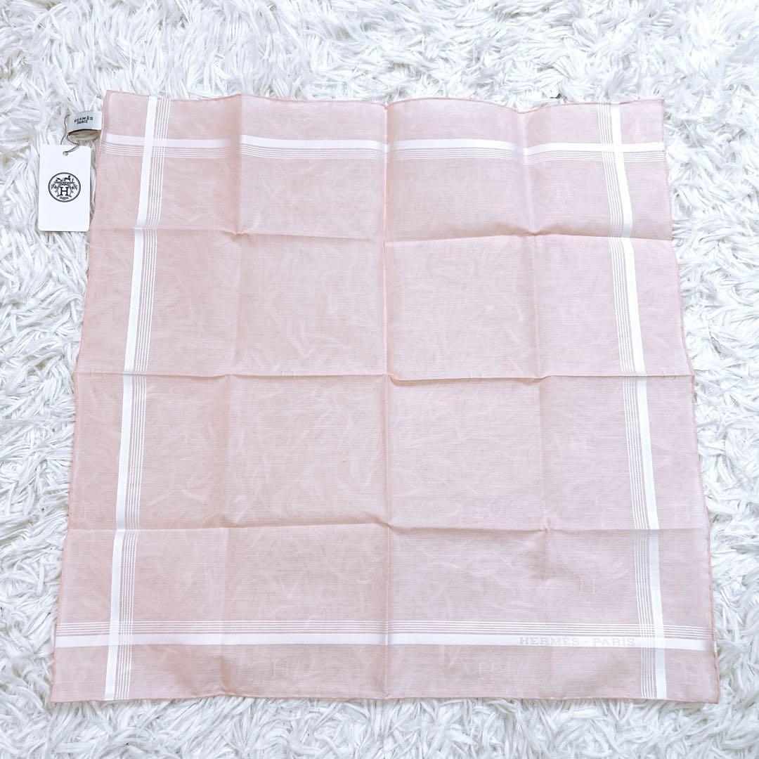 HERMES エルメス　ハンカチ　ピンク ストライプ　新品　未使用
