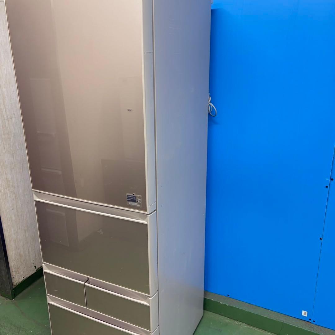 717 鏡面　ガラストップ　5ドア　左開き　大型冷蔵庫　400L強　美品　保証