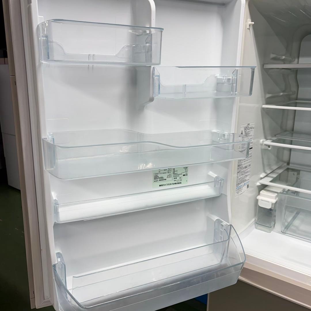 717 鏡面　ガラストップ　5ドア　左開き　大型冷蔵庫　400L強　美品　保証