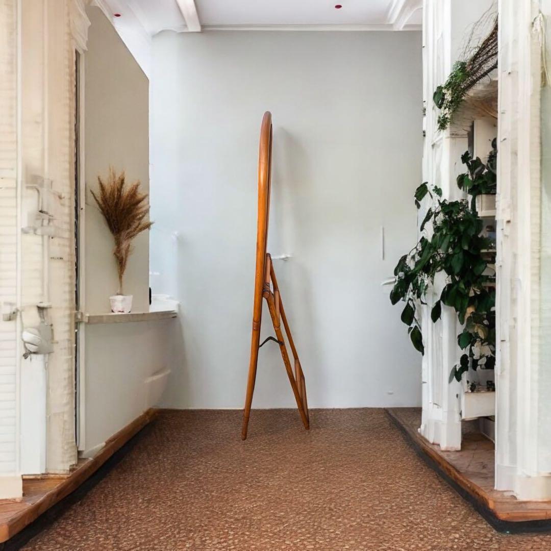 ラタン ヴィンテージ 姿見 籐家具 昭和