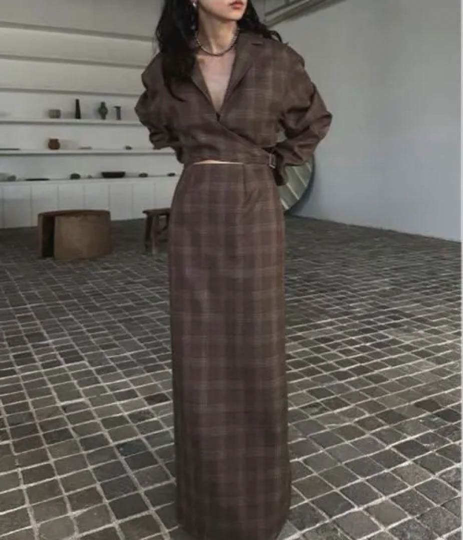 今期　ほぼ新品　Ameri WAIST CROSS CHECK DRESSワンピ