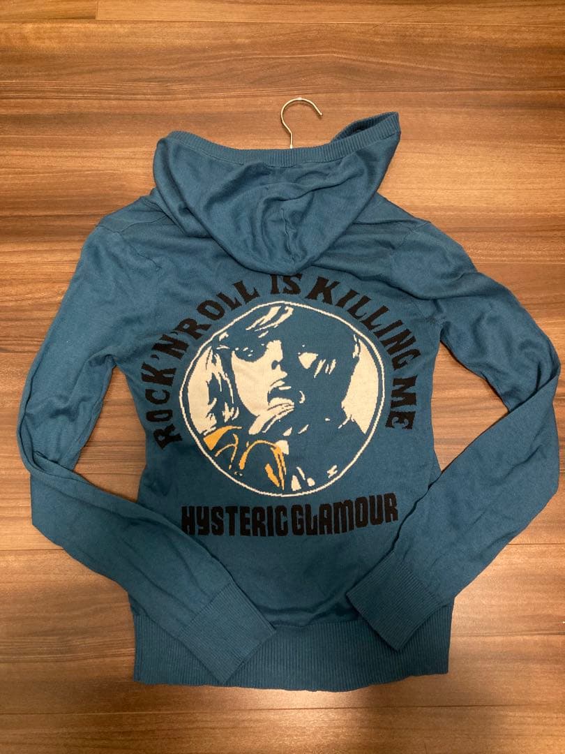 ヒステリックグラマー y2k ジップアップ パーカー ブルー プリント グランジ