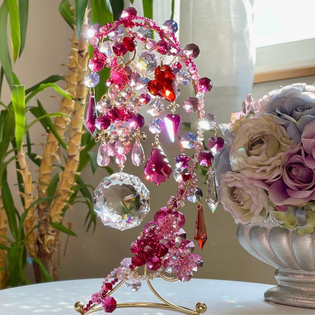 サンキャッチャー スワロフスキー ダリア50mm クリスタル