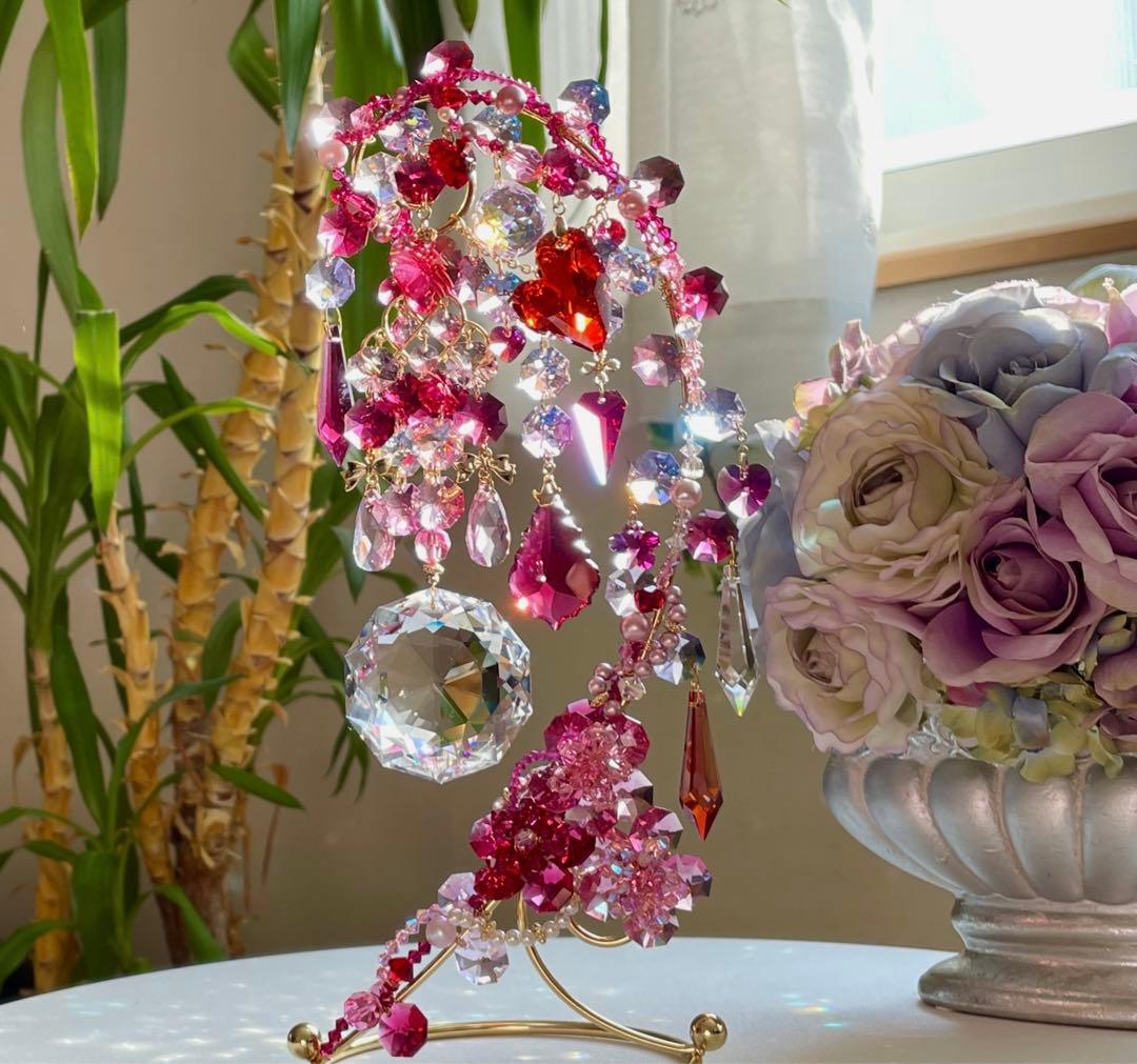 サンキャッチャー スワロフスキー ダリア50mm クリスタル