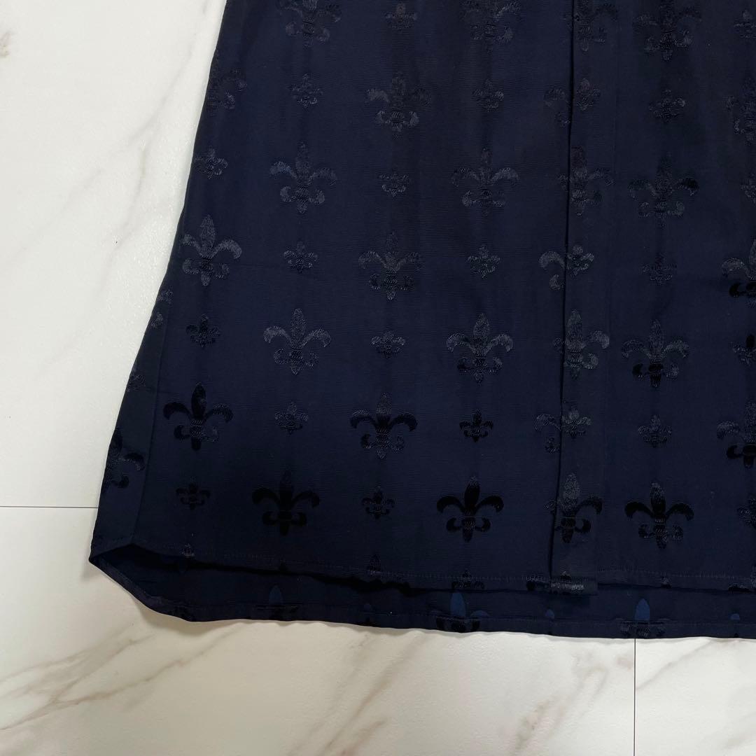 近年✨グレースコンチネンタル グログランジャガードシャツドレス 花柄 ネイビー