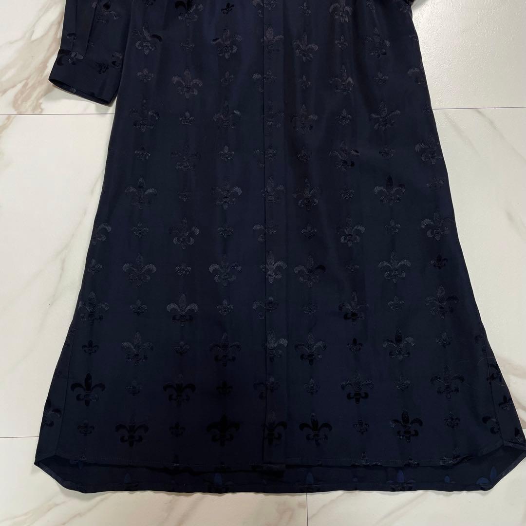 近年✨グレースコンチネンタル グログランジャガードシャツドレス 花柄 ネイビー