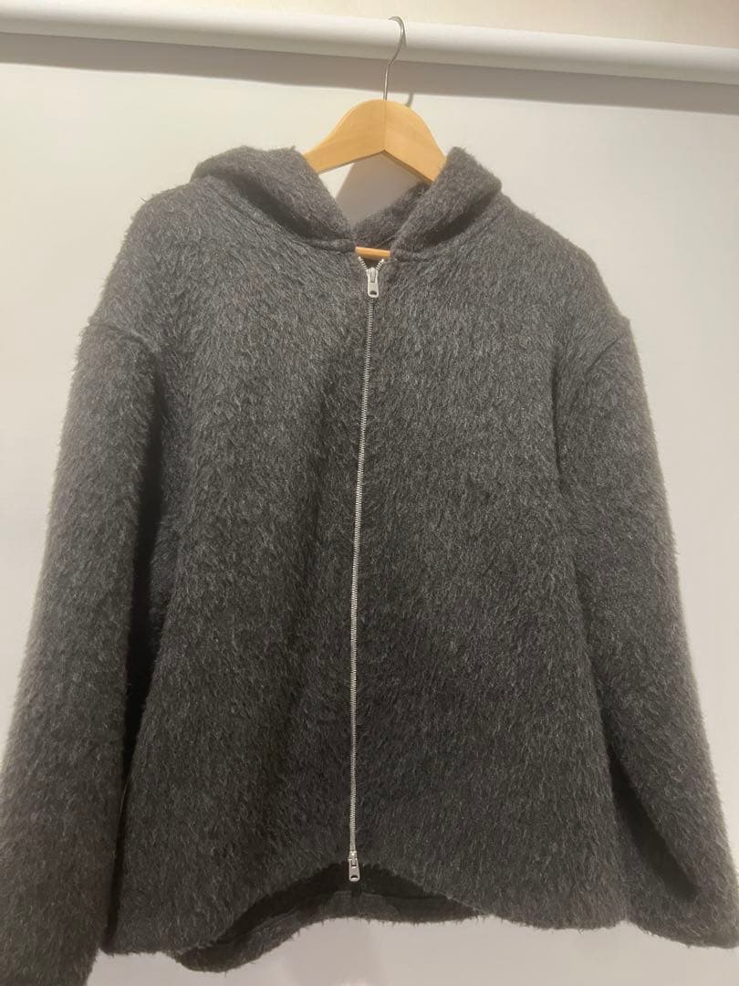 ZARA フェイクファー シャツジャケット フード付き グレー Mサイズ
