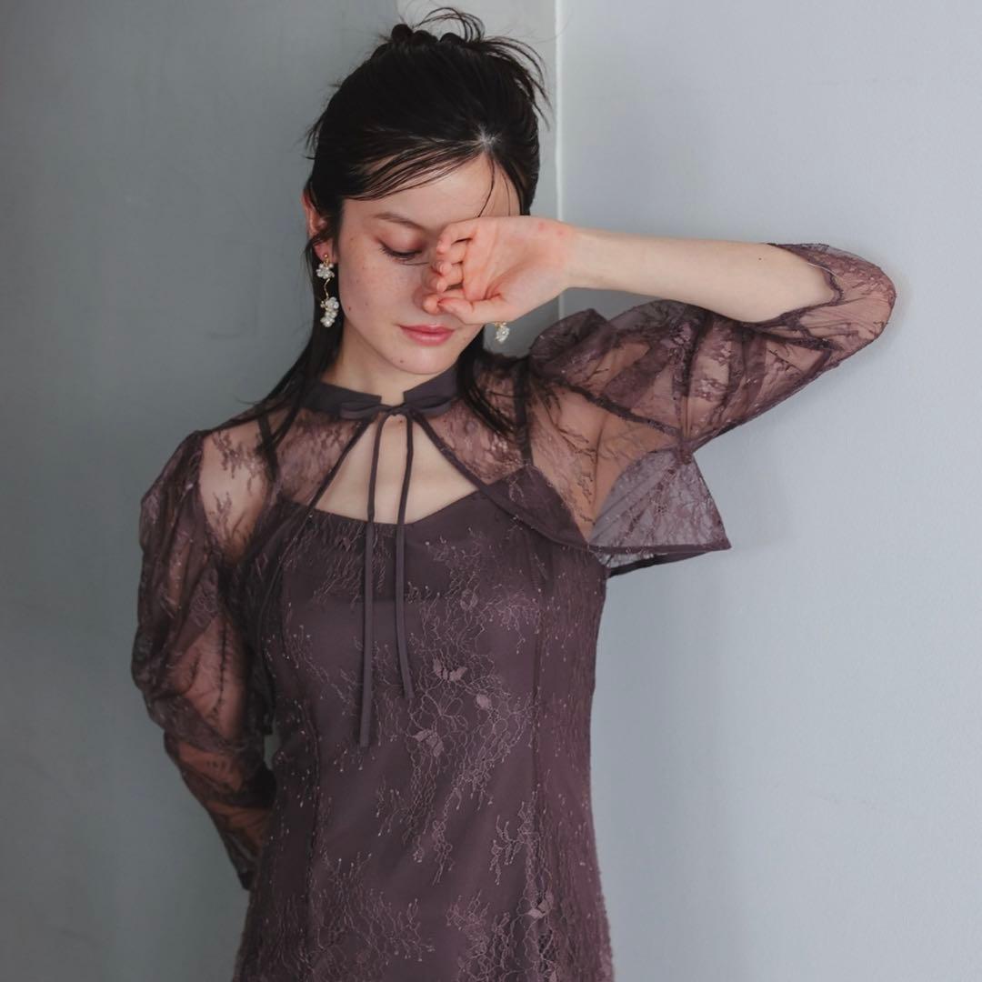 Dorry Doll ボレロレイヤーレースドレス　チャコールグレー　結婚式