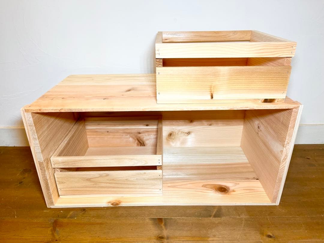 りんご箱 専用 収納小箱 4箱セット / 小物入れ 木箱 収納 雑貨 引出し