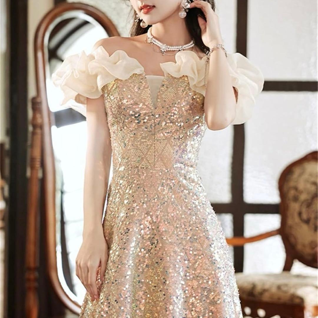 年末年始セール！！スパンコール　ゴールド　ドレス