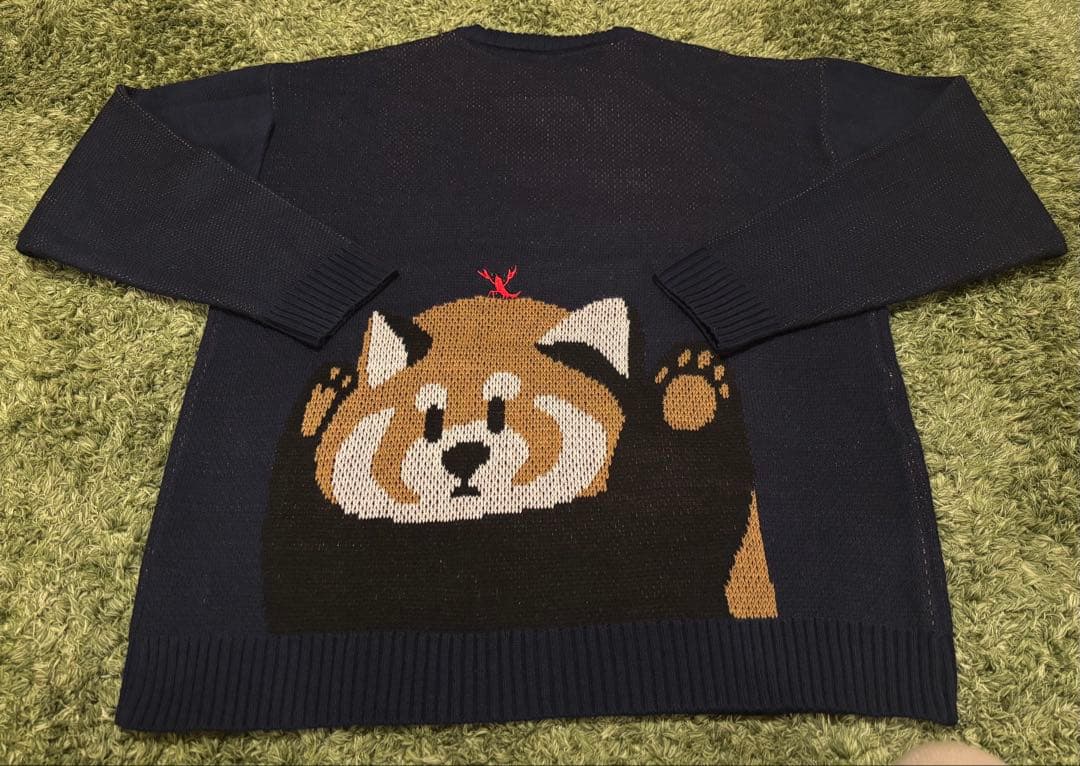 グラニフ イカク　ウォッシャブル　ジャカードニット　ネイビー　XL 美品