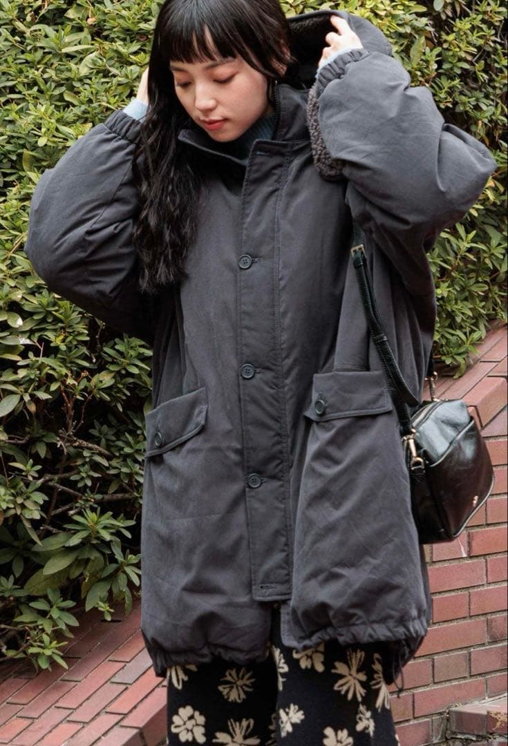 ニコアンド　【撥水加工】アライドふんわりモンスターパーカー　チャコール